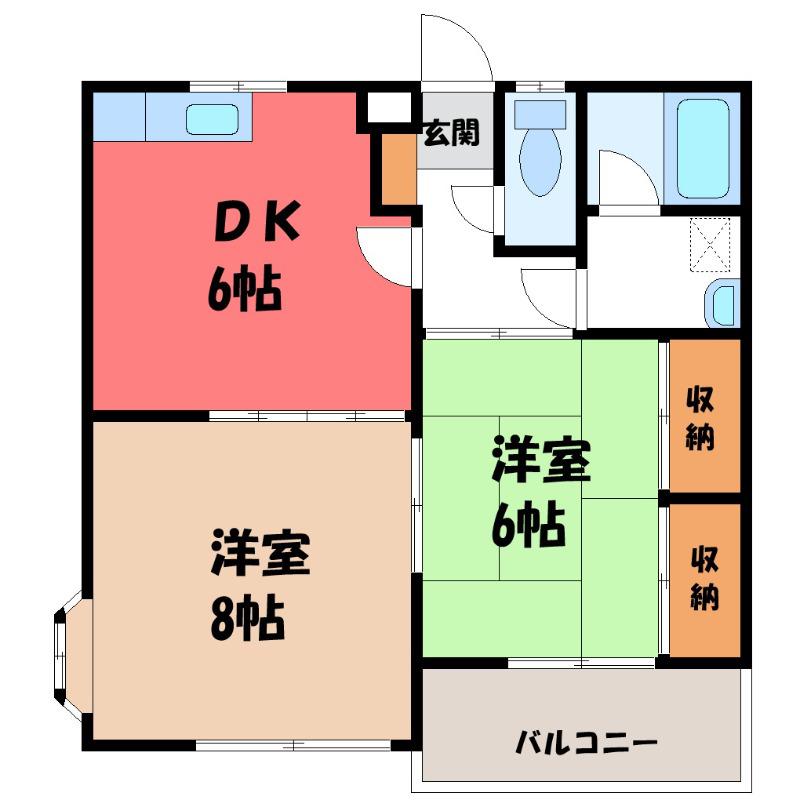 ハイツハツミA(2DK/1階)の間取り写真