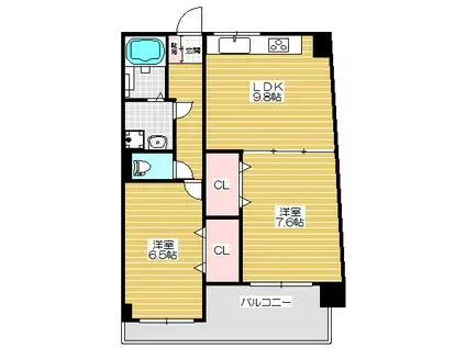 ドムス東梅田(2LDK/5階)の間取り写真