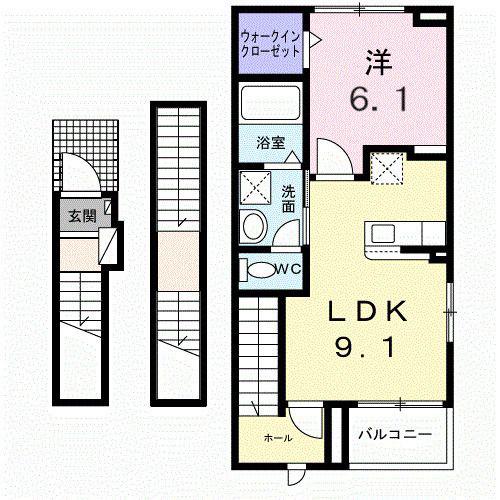 ナナラーピカケ(1LDK/3階)の間取り写真