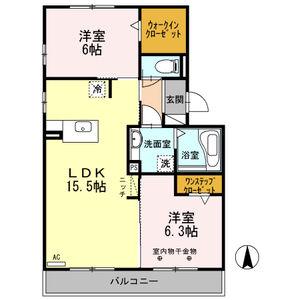 ラ・グラシューズ(2LDK/3階)の間取り写真