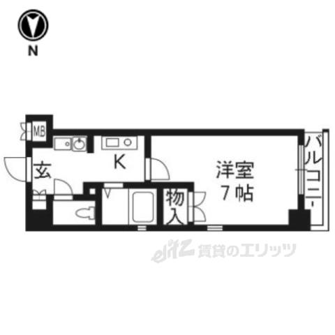 ベラジオ御所東(1K/9階)の間取り写真