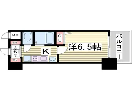 エステムコート神戸西IIIフロンタージュ駅 徒歩4分(1K/7階)の間取り写真