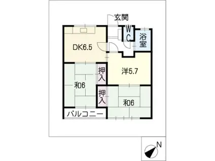 ハイツジュネス(3DK/1階)の間取り写真