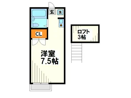 トムハイツII(1K/2階)の間取り写真
