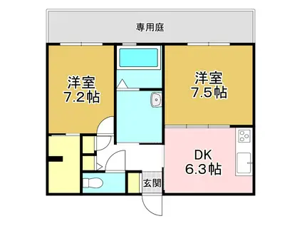 三洋タウン木屋瀬 B棟(2DK/2階)の間取り写真