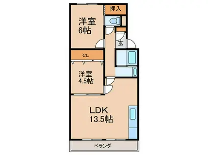 京地ビル(2LDK/1階)の間取り写真