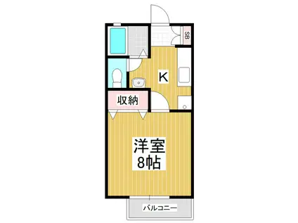 ボヌール ニシ(1K/2階)の間取り写真