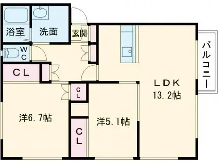 GRANDE MAISON(2LDK/2階)の間取り写真