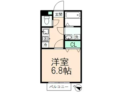 アムールサンフィールド(1K/2階)の間取り写真