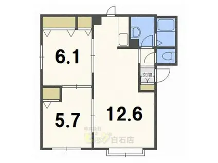 セレッソ栄通I(2LDK/1階)の間取り写真