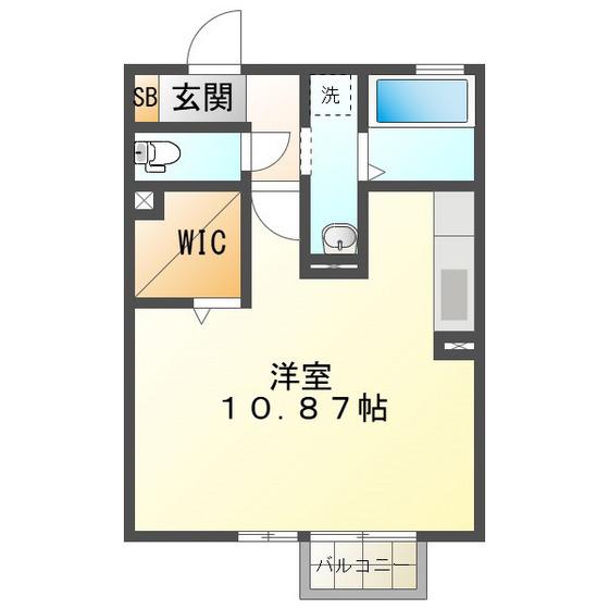プルーム(ワンルーム/2階)の間取り写真