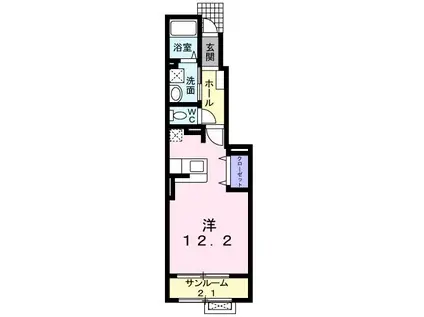 シャルマン河渡(ワンルーム/1階)の間取り写真