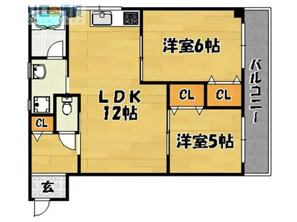 第4淀川ビル(2LDK/2階)の間取り写真