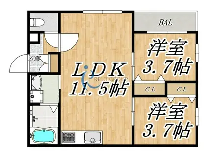 GIRAFFE HIRANO KIRE ジラフヒラノキレ(2LDK/1階)の間取り写真