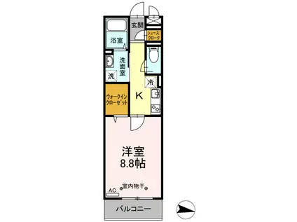 ハーウェル湘南台(1K/2階)の間取り写真