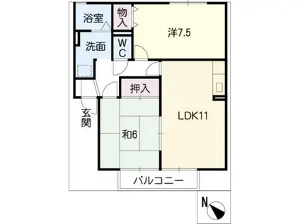 メゾン ソレイユ A棟(2LDK/2階)の間取り写真