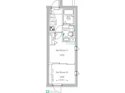 上池台1丁目アパート(2K/4階)の間取り写真