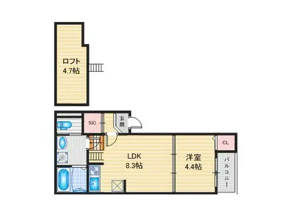 ハーモニーテラス坂井戸町(1SLDK/2階)の間取り写真