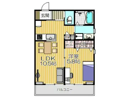 プランドール北昭和(1LDK/3階)の間取り写真