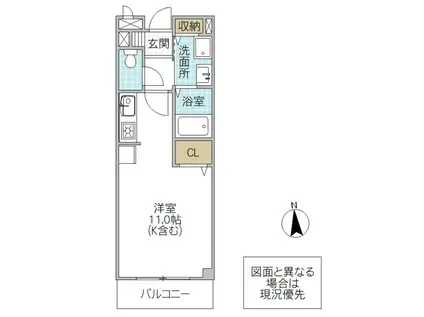 エスタシオン(ワンルーム/1階)の間取り写真