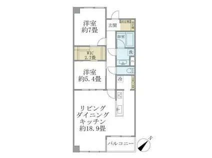 グランマルジュ市ヶ谷(2LDK/1階)の間取り写真