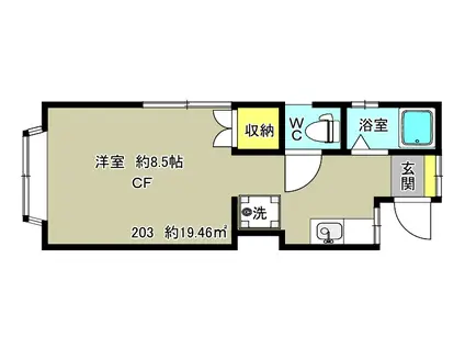 ウィスタリアDC(ワンルーム/2階)の間取り写真