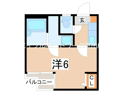 ゆのし館(1K/2階)の間取り写真