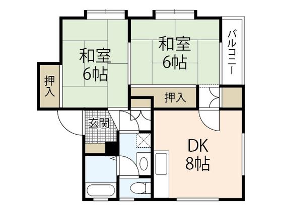 ファミユ若本(2DK/2階)の間取り写真