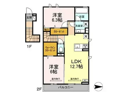 メゾン陣場(2LDK/2階)の間取り写真