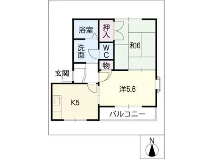 ボヌール(2K/1階)の間取り写真