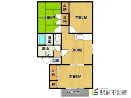 ベルクレージュ兵庫南B(3DK/2階)の間取り写真