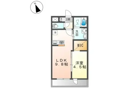 グランソレアード(1LDK/2階)の間取り写真