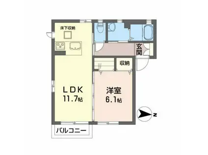 シャーメゾン クリザンテム(1LDK/1階)の間取り写真