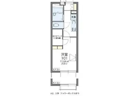 レオパレスマドレーヌ(1K/2階)の間取り写真