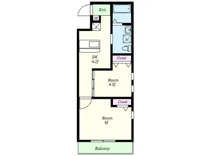 アマビーレ三鷹下連雀(2DK/1階)の間取り写真