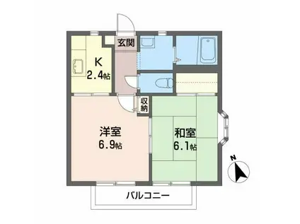 コーポラスカマタII(2K/2階)の間取り写真