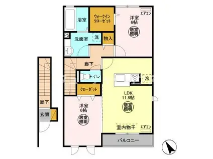 カーサ・ドマーニ(2LDK/2階)の間取り写真