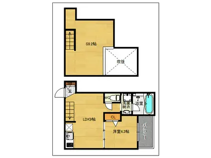 DREAMSTAGEBIJOU歯科大前A棟(1SLDK/2階)の間取り写真