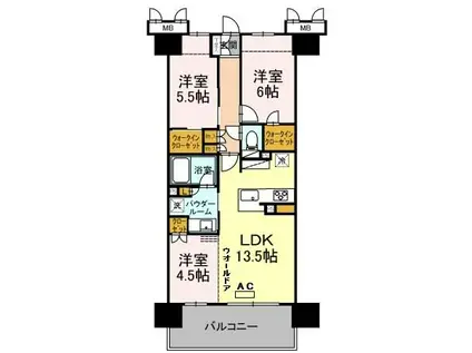 プレミスト鷹匠1403号(3LDK/14階)の間取り写真