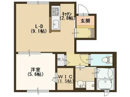 メゾン勝(1LDK/1階)の間取り写真