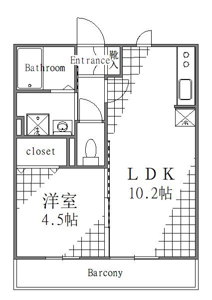 アピテ・K・千束(1LDK/2階)の間取り写真