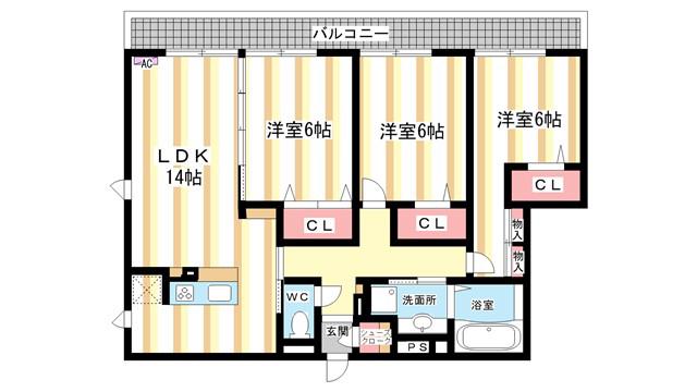 グランエステート奈良(3LDK/3階)の間取り写真
