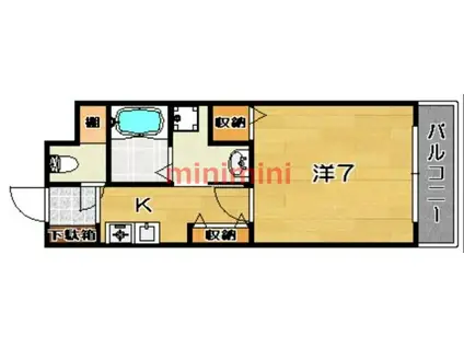 リヴェール城西(1K/4階)の間取り写真