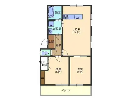 高島ハイツ(2LDK/2階)の間取り写真