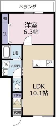 サンキュ八万(1LDK/1階)の間取り写真