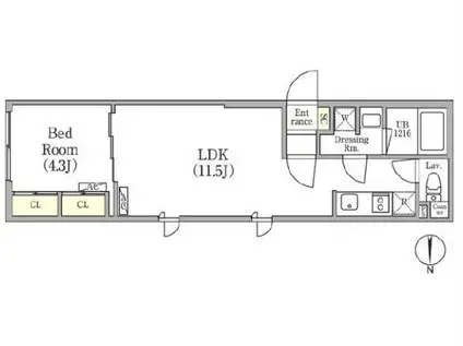 R78番館白金高輪(1LDK/2階)の間取り写真