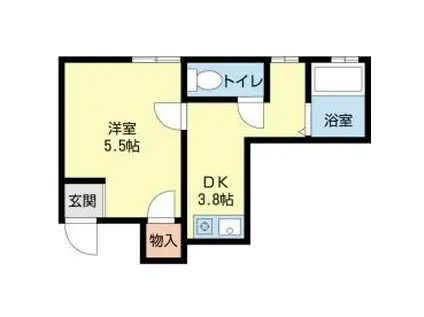 旭ヶ丘コーポ(1K/1階)の間取り写真