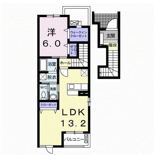 メール・エ・ソレイユ(1LDK/2階)の間取り写真