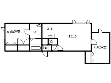 ベルコート永山II(2LDK/2階)の間取り写真