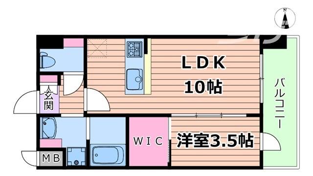 ALIVIS三国本町(1LDK/4階)の間取り写真